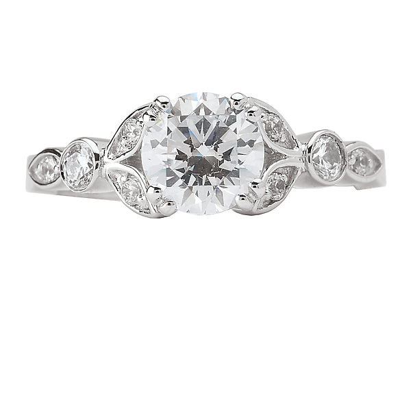 Round Lab Grown Diamond Peg Head Semi-Mount Diamond Ring