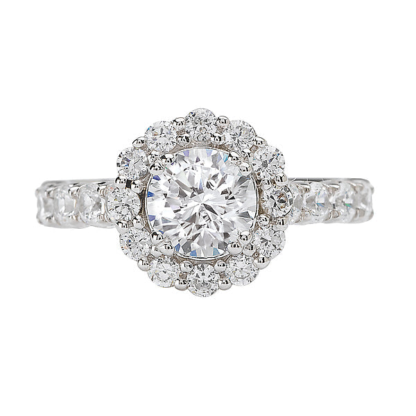 Round Lab Grown Diamond Halo Semi-Mount Diamond Ring