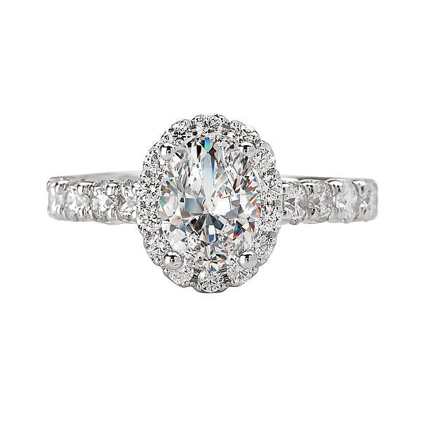 Oval Lab Grown Diamond Halo Semi-Mount Diamond Ring