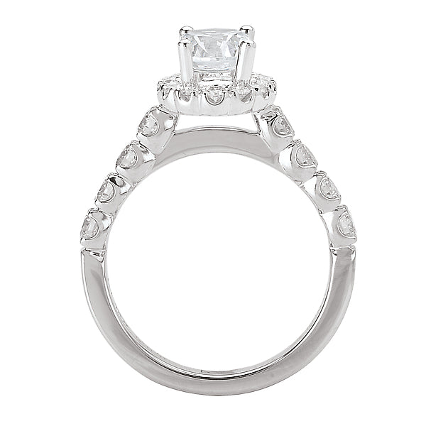 Oval Lab Grown Diamond Halo Semi-Mount Diamond Ring