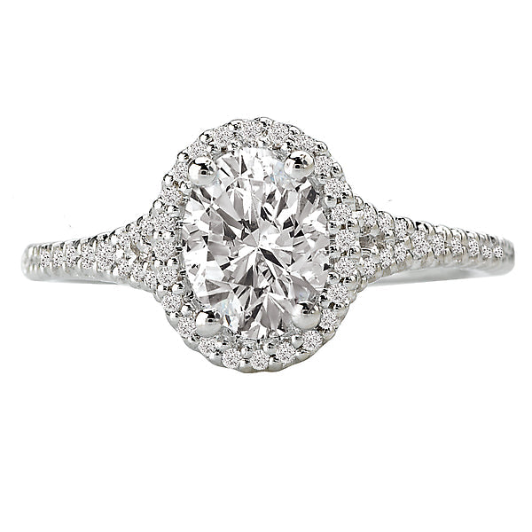 Oval Lab Grown Diamond Halo Semi-Mount Diamond Ring