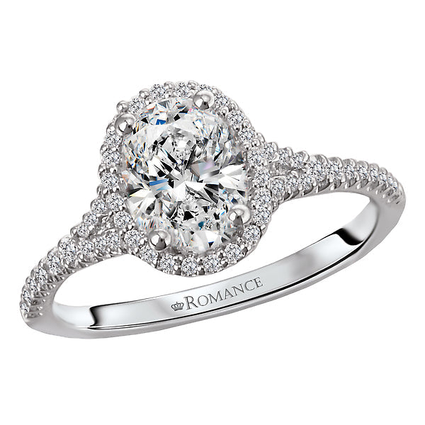Oval Lab Grown Diamond Halo Semi-Mount Diamond Ring