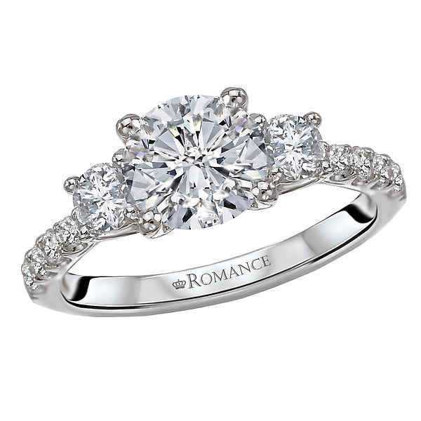 Round Lab Grown Diamond 3 Stone Semi-Mount Diamond Ring