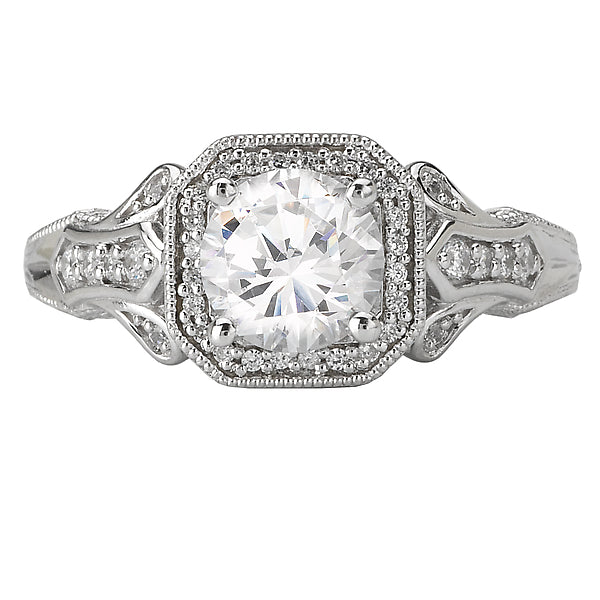 Round Lab Grown Diamond Vintage Semi-Mount Diamond Ring