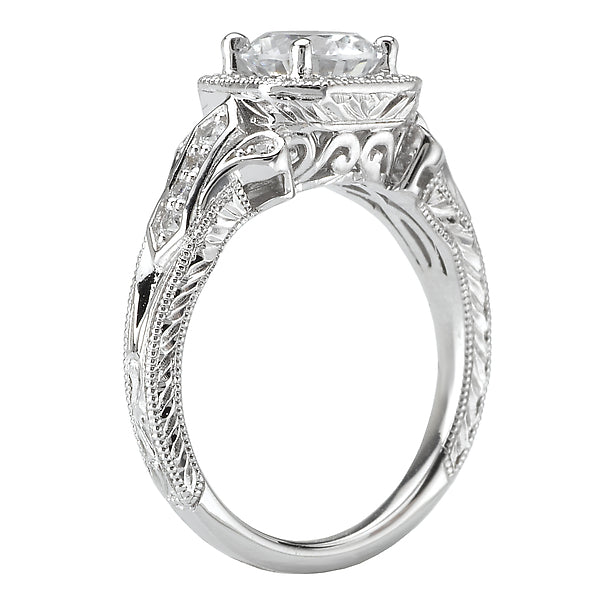 Round Lab Grown Diamond Vintage Semi-Mount Diamond Ring