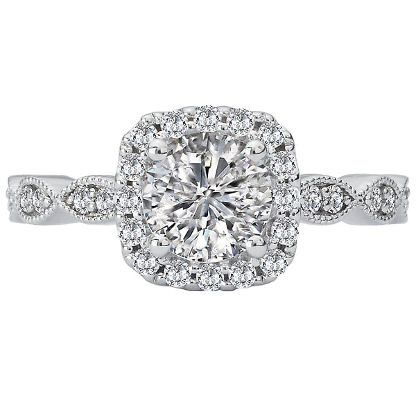 Round Lab Grown Diamond Halo Semi Mount Ring