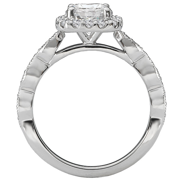Round Lab Grown Diamond Halo Semi Mount Ring