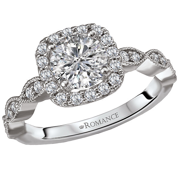 Round Lab Grown Diamond Halo Semi Mount Ring