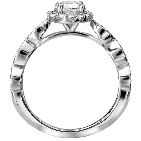 Oval Lab Grown Diamond Halo Semi Mount Ring
