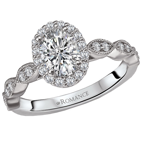 Oval Lab Grown Diamond Halo Semi Mount Ring