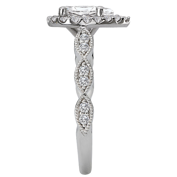 Pear Lab Grown Diamond Halo Semi-Mount Diamond Ring