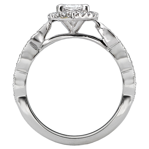 Pear Lab Grown Diamond Halo Semi-Mount Diamond Ring