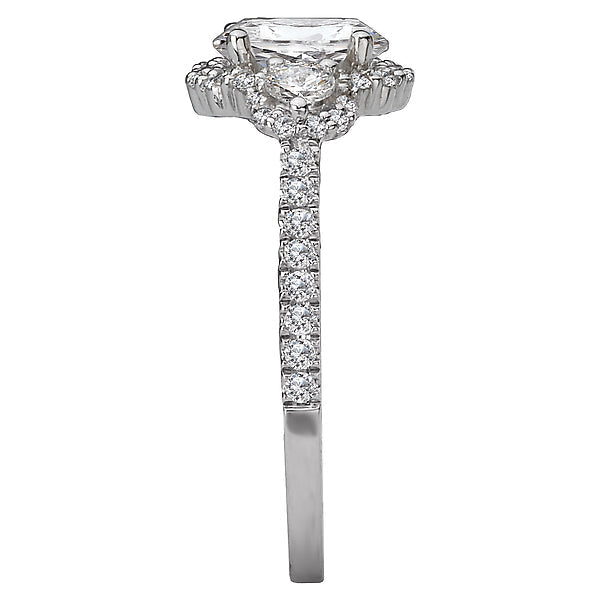 Oval Lab Grown Diamond Halo Semi-Mount Diamond Ring