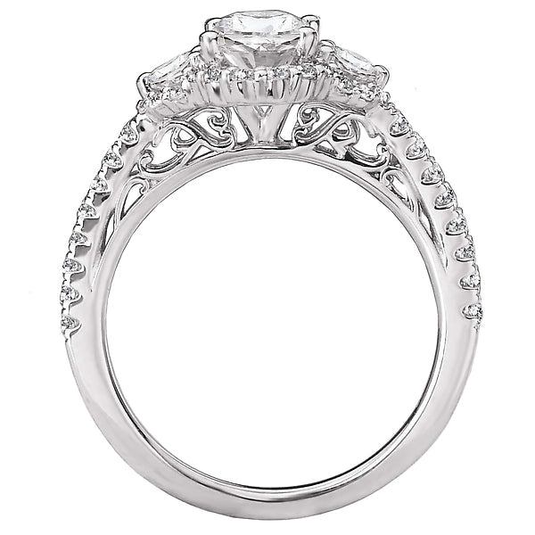 Oval Lab Grown Diamond Halo Semi-Mount Diamond Ring