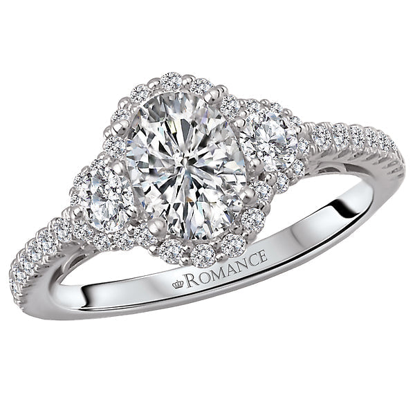 Oval Lab Grown Diamond Halo Semi-Mount Diamond Ring