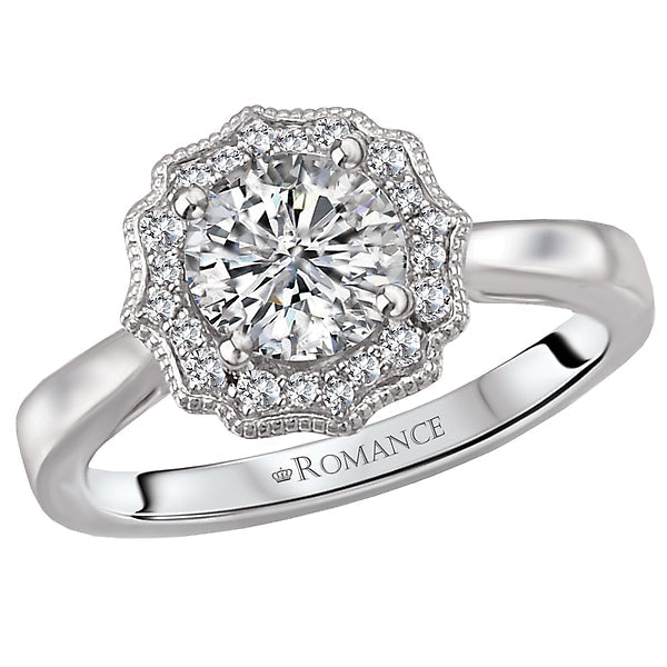 Round Lab Grown Diamond Halo Semi-Mount Diamond Ring