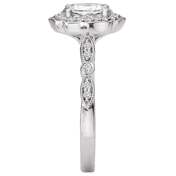 Oval Lab Grown Diamond Halo Semi-Mount Diamond Ring