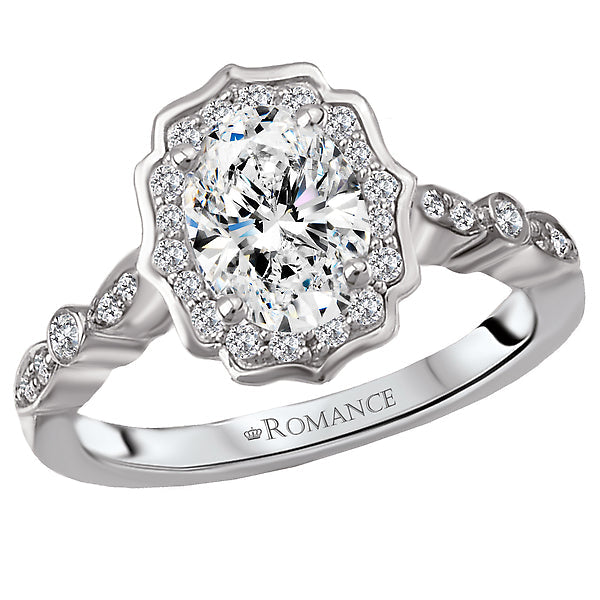 Oval Lab Grown Diamond Halo Semi-Mount Diamond Ring