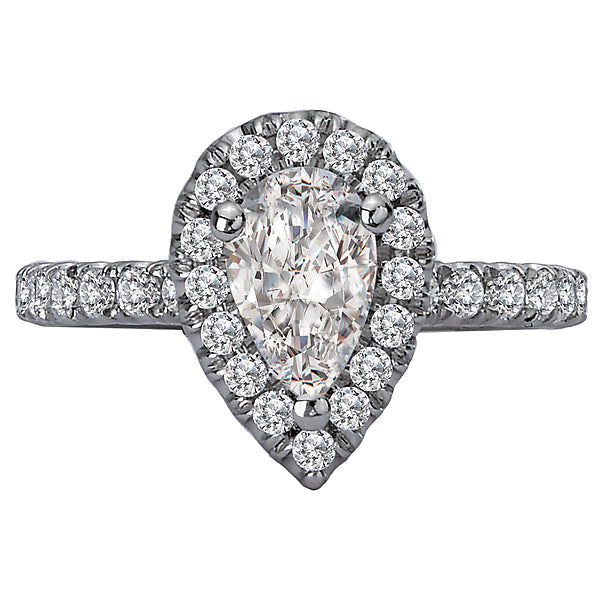 Pear Lab Grown Diamond Halo Semi-Mount Diamond Ring