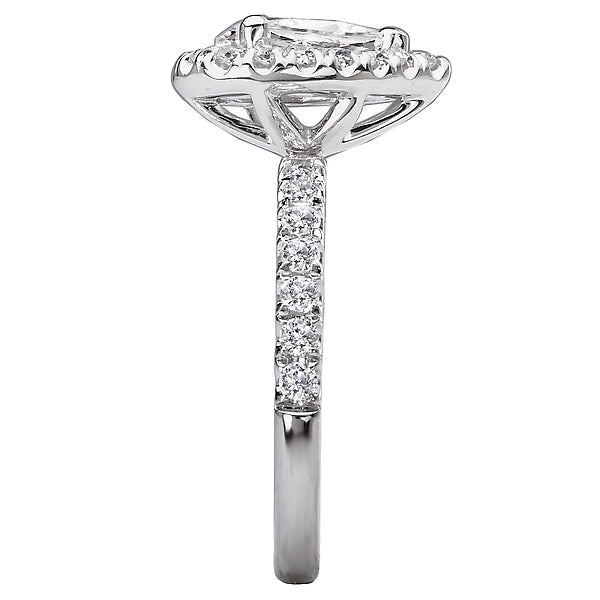 Pear Lab Grown Diamond Halo Semi-Mount Diamond Ring