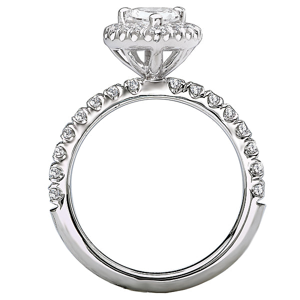 Pear Lab Grown Diamond Halo Semi-Mount Diamond Ring