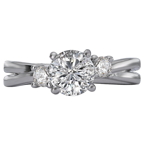 Round Lab Grown Diamond 3-Stone Semi-Mount Diamond Ring