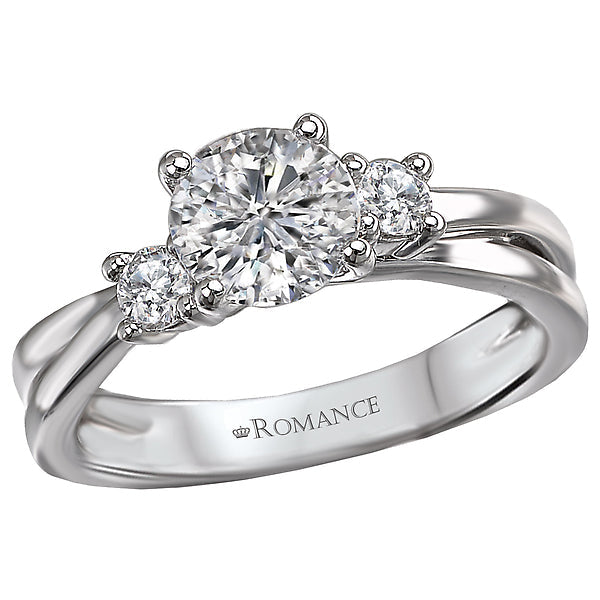 Round Lab Grown Diamond 3-Stone Semi-Mount Diamond Ring