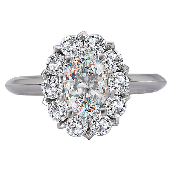 Oval Lab Grown Diamond Halo Semi-Mount Diamond Ring