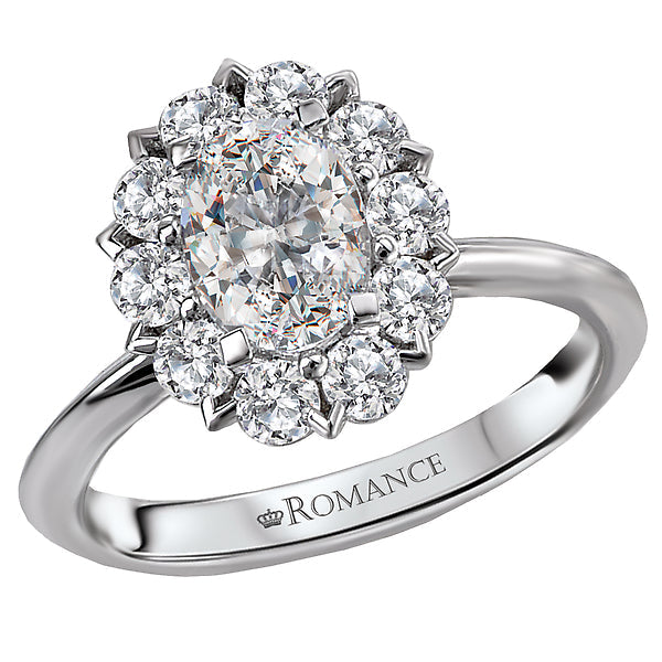 Oval Lab Grown Diamond Halo Semi-Mount Diamond Ring