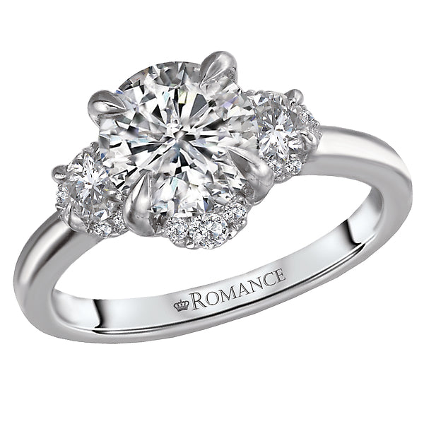 Round Lab Grown Diamond 3 Stone Semi-Mount Diamond Ring