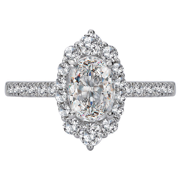 Oval Lab Grown Diamond Halo Semi-Mount Diamond Ring