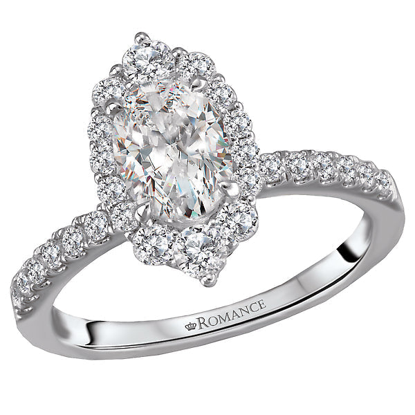 Oval Lab Grown Diamond Halo Semi-Mount Diamond Ring