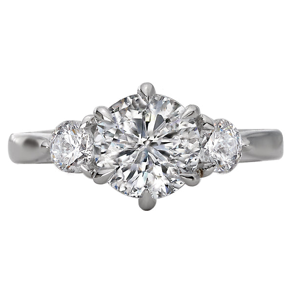 Round Lab Grown Diamond 3 Stone Semi-Mount Diamond Ring