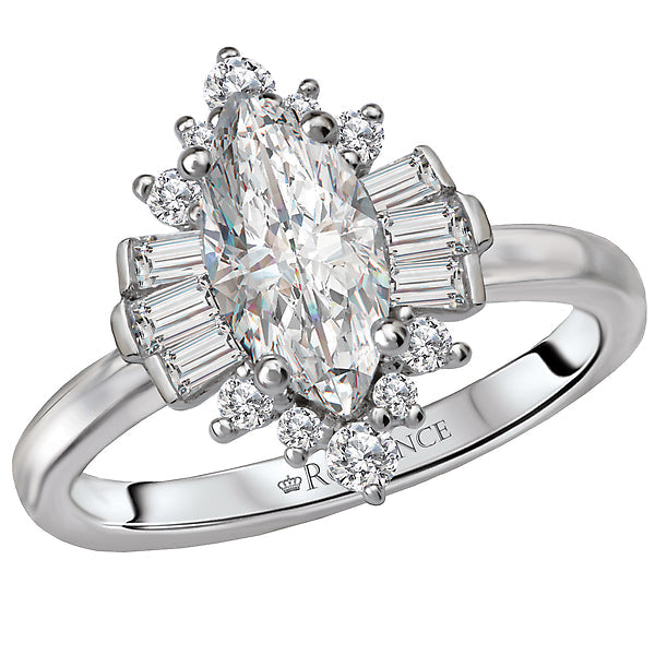 Marquise Lab Grown Diamond Halo Semi-Mount Diamond Ring