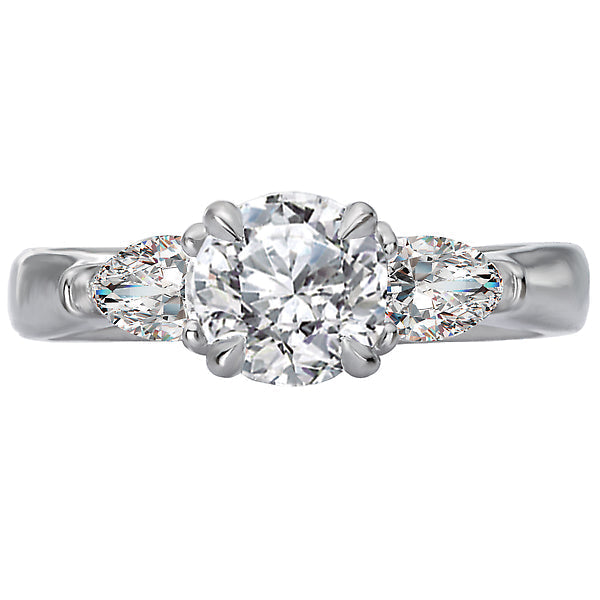 Round Lab Grown Diamond 3 Stone Semi-Mount Diamond Ring