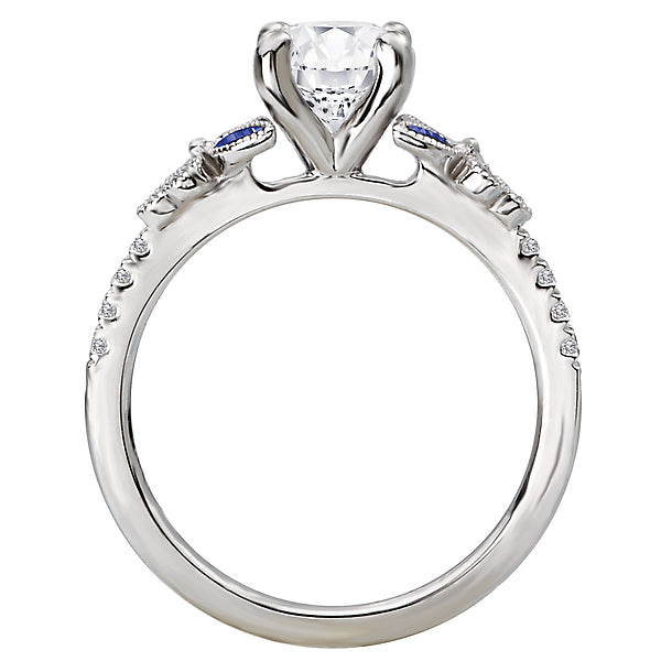 Round Lab Grown Diamond Sapphire and Diamond Semi-Mount Ring