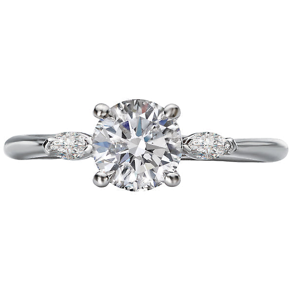 Round Lab Grown Diamond Diamond Semi-Mount 3-Stone Engagement Ring