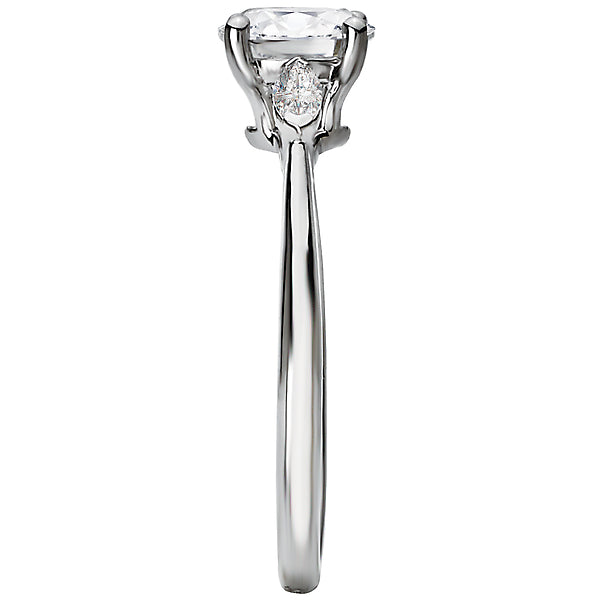 Round Lab Grown Diamond Diamond Semi-Mount 3-Stone Engagement Ring