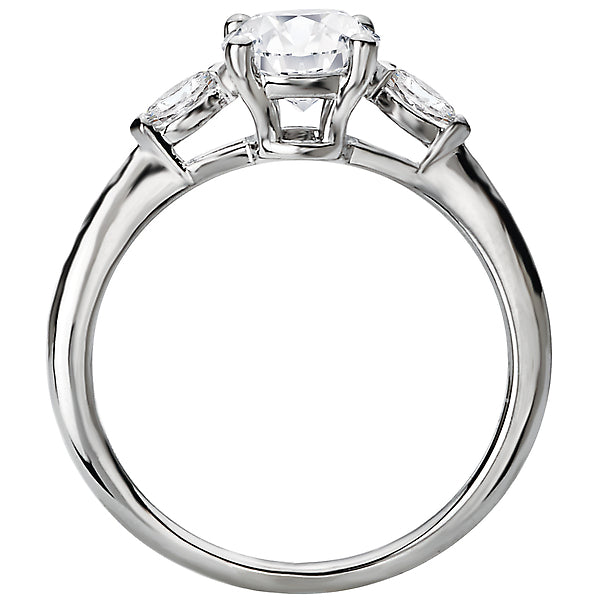 Round Lab Grown Diamond Diamond Semi-Mount 3-Stone Engagement Ring