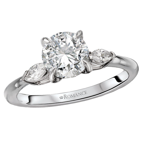 Round Lab Grown Diamond Diamond Semi-Mount 3-Stone Engagement Ring