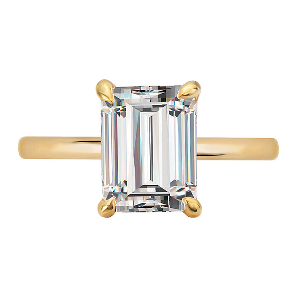 Emerald Lab Grown Diamond Hidden Halo Engagement Ring