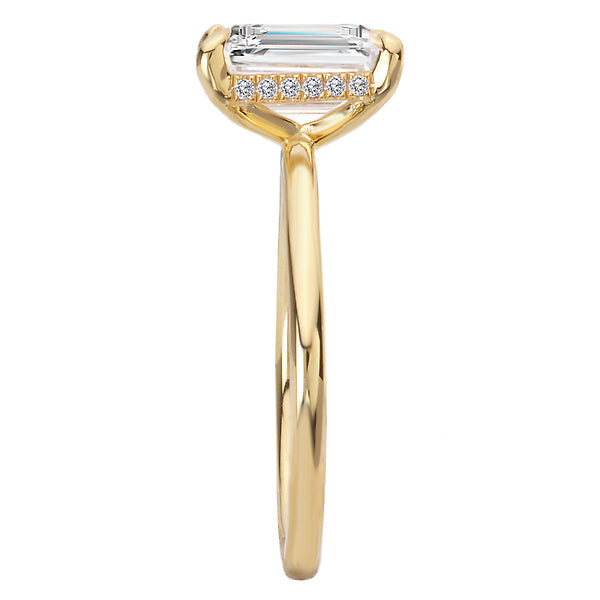 Emerald Lab Grown Diamond Hidden Halo Engagement Ring