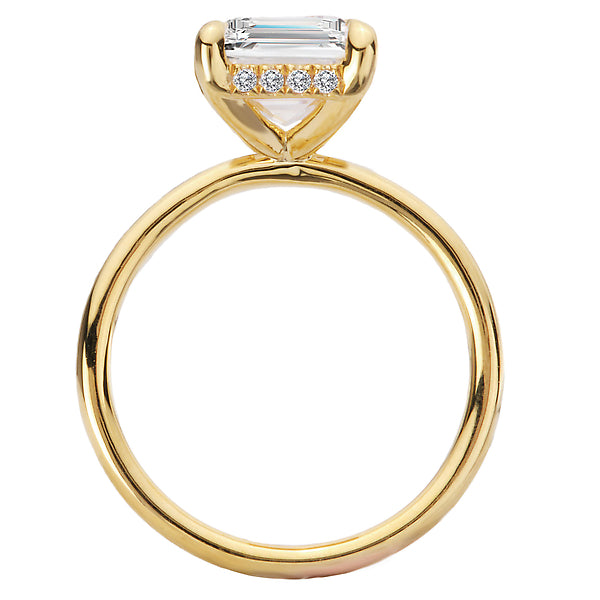 Emerald Lab Grown Diamond Hidden Halo Engagement Ring