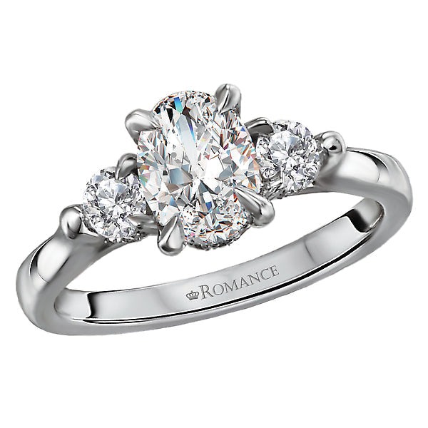 Oval Lab Grown Diamond 3-Stone Semi-Mount Diamond Ring