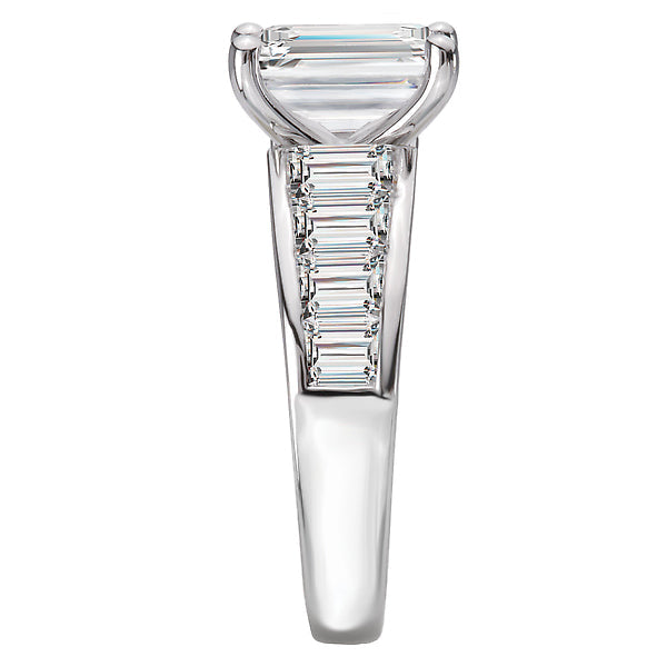 Emerald Lab Grown Baguette Diamond Engagement Ring