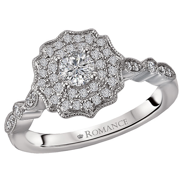 halo semi-mount diamond ring