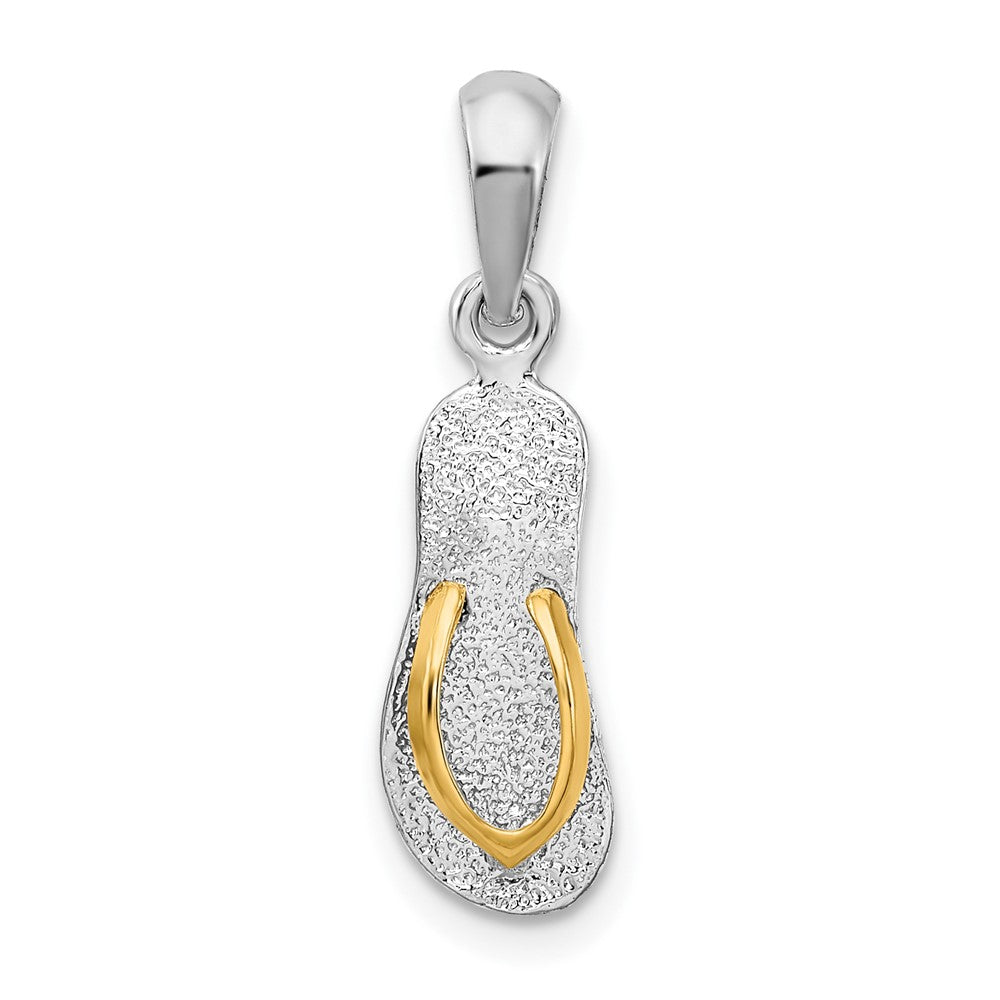 Sterling Silver Textured 3D Flip-flop w/14 Straps Pendant