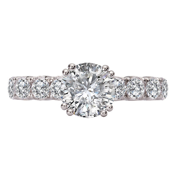 Round 8-Stone Semi-Mount Lab Grown Diamond Engagement Ring