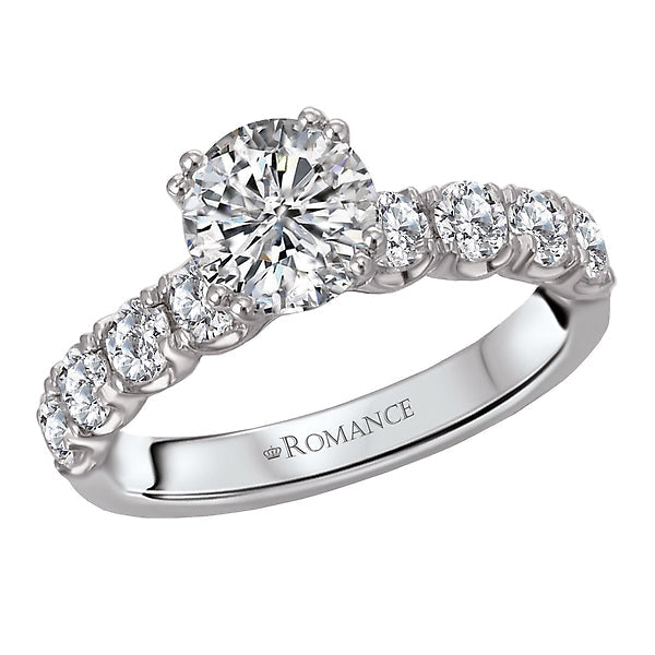 Round 8-Stone Semi-Mount Lab Grown Diamond Engagement Ring