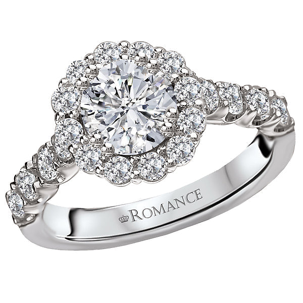 Round  Lab Grown Diamond  Halo Semi-Mount Diamond Ring